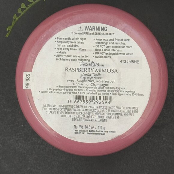 BBW Raspberry Mimosa White Barn Bath & Body Works 3 Wick Candle - Picture 10 of 10